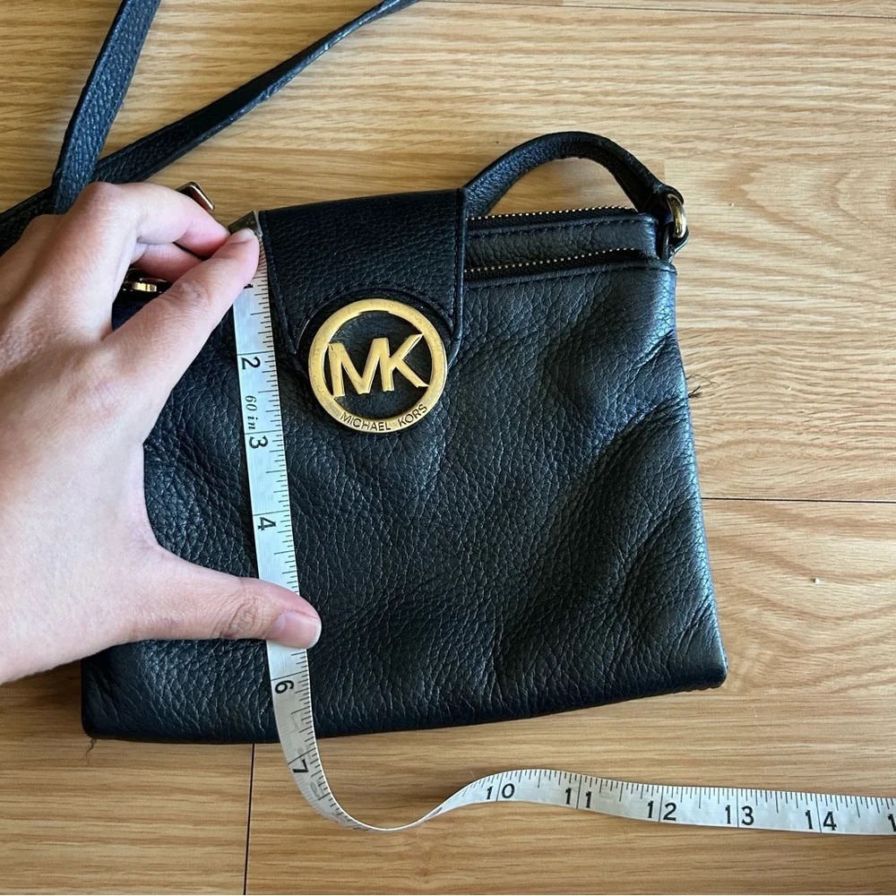 Michael Kors Black Pebbled Leather Fulton Small Crossbody Bag